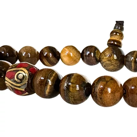 Tigrisszem mala tibeti osztóval, 21 szemes 16 cm kerületű karmala