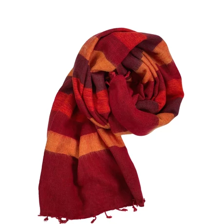 Yak sál, stóla bengáli vörös, narancs pecsétbordó csíkos