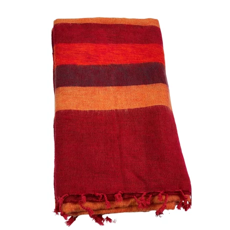 Yak sál, stóla bengáli vörös, narancs pecsétbordó csíkos