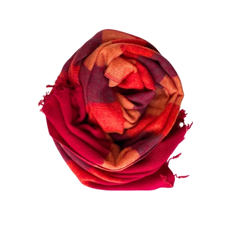 Yak sál, stóla, narancssárga bengálivörös, bordó, és répasárga csíkos