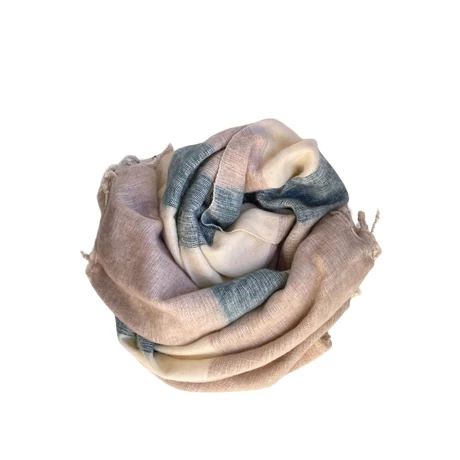 Yak sál, stóla - bizáncikék, sitakebarna, alabástromfehér csíkos