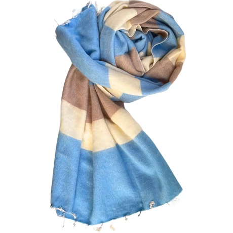 Yak sál, hajnalkék, natur és makadámdióbarna csíkos