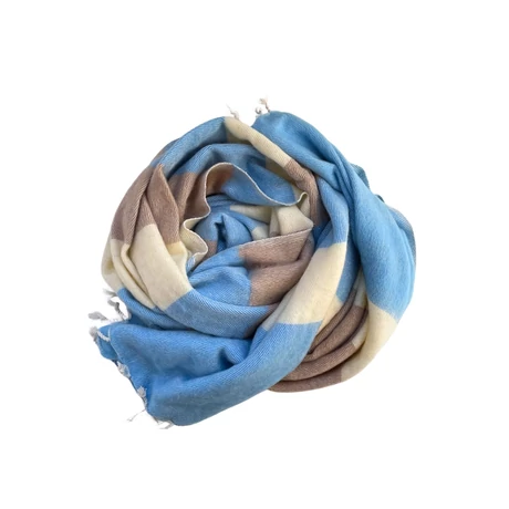 Yak sál, hajnalkék, natur és makadámdióbarna csíkos