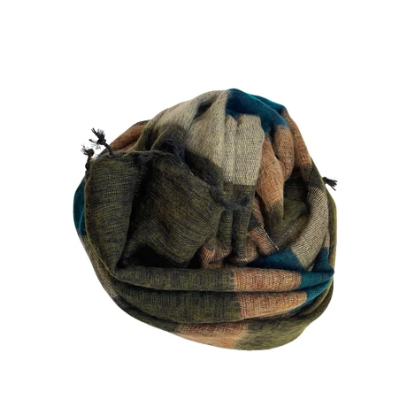 Yak sál, stóla amazonaszöld, mohazöld csíkos színben