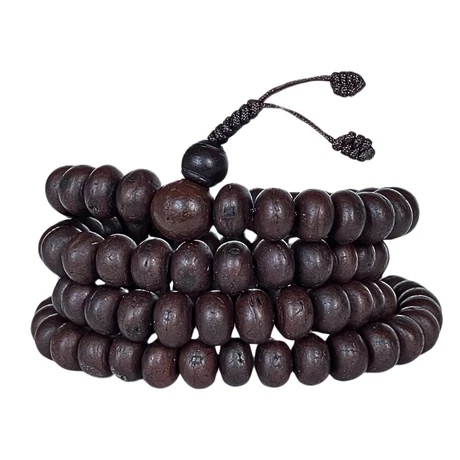 Bodhifa mala natúr szemekből sötétbarna színben 94 cm kerületű