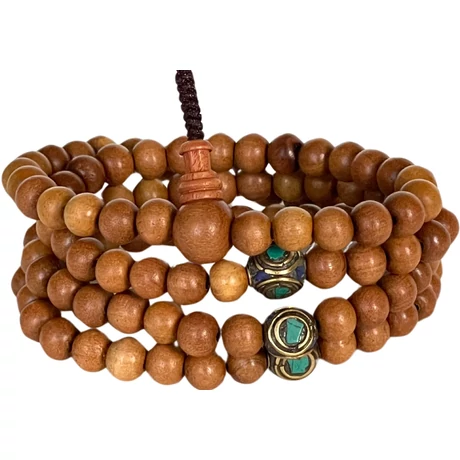 Szantál mala valódi illatos szantálfából, 76 cm kerületű 108 szemes